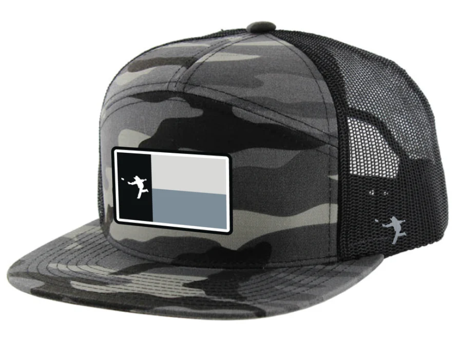 16 - State of Texas Flag Patch Hat - Kamel 7 Panel 707 (Charcoal Camo)
