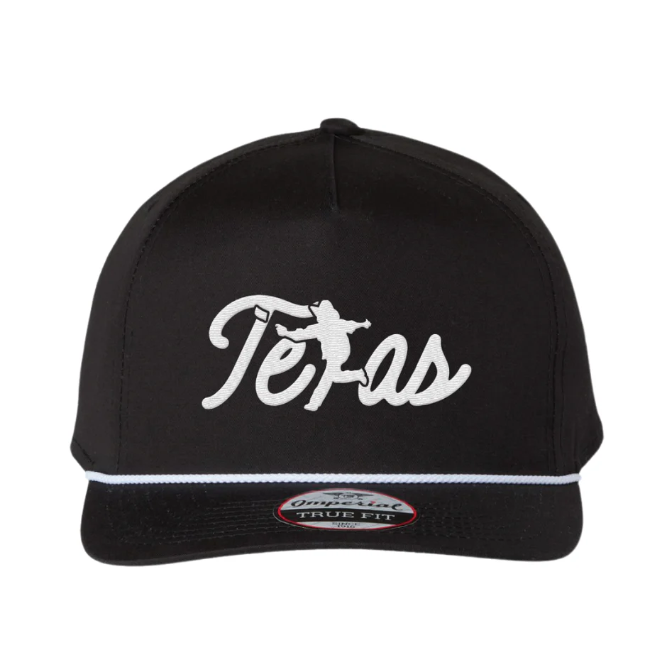 31 - Texas Script Embroidery Non-Mesh Imperial Barnes Cap - 5056 (Black)