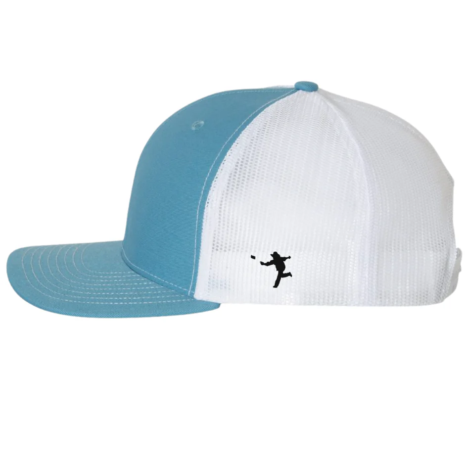 29 - American Flag Patch Hat Richardson 112 Snapback Trucker Hat (Columbia Blue / White) - Image 2