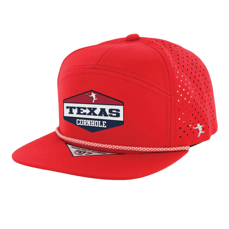 03 - Texas Cornhole Red Patch Hat - Kamel 7 Panel 707 (Red)