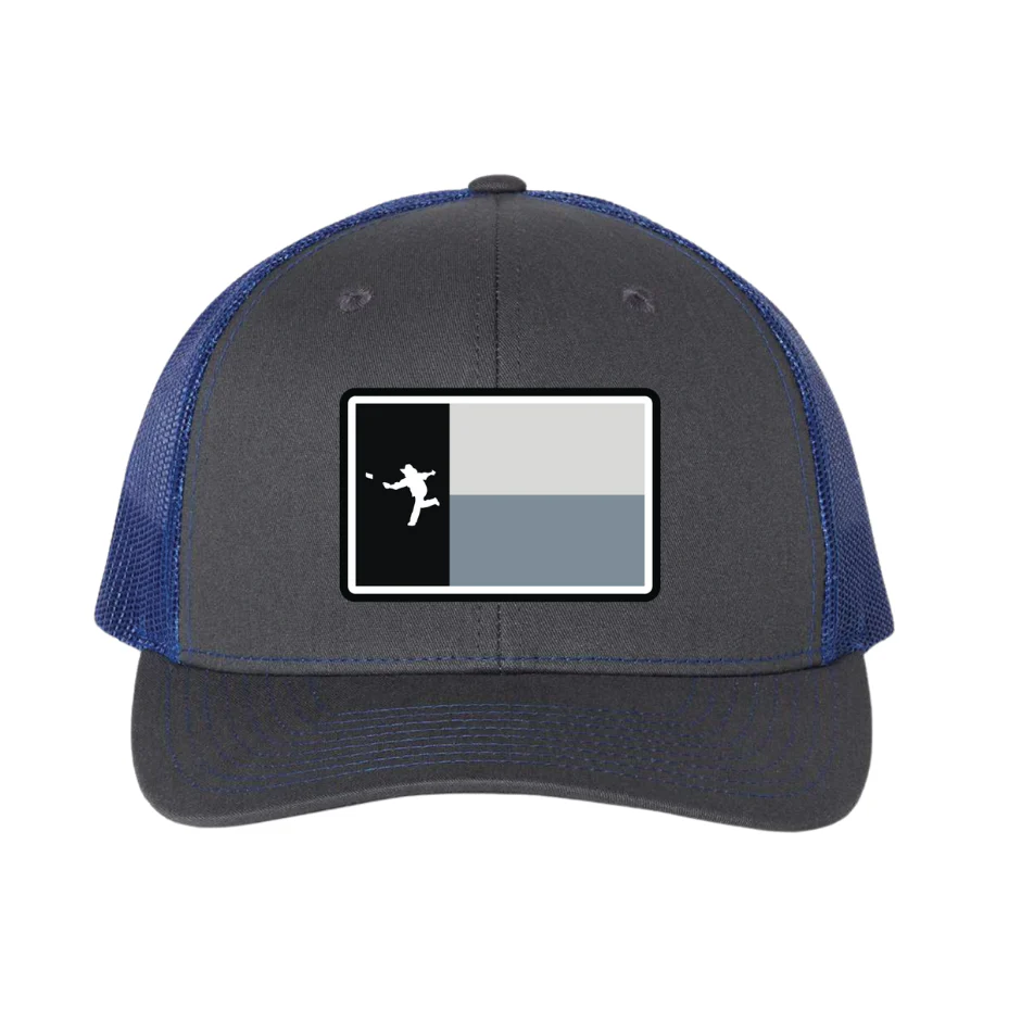 17 - Texas Flag Patch Hat Richardson 112 Snapback Trucker Hat (Charcoal / Blue)
