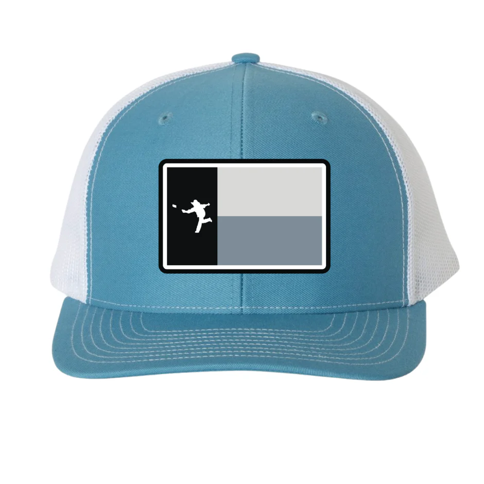 18 - Texas Flag Patch Hat Richardson 112 Snapback Trucker Hat (Columbia Blue)