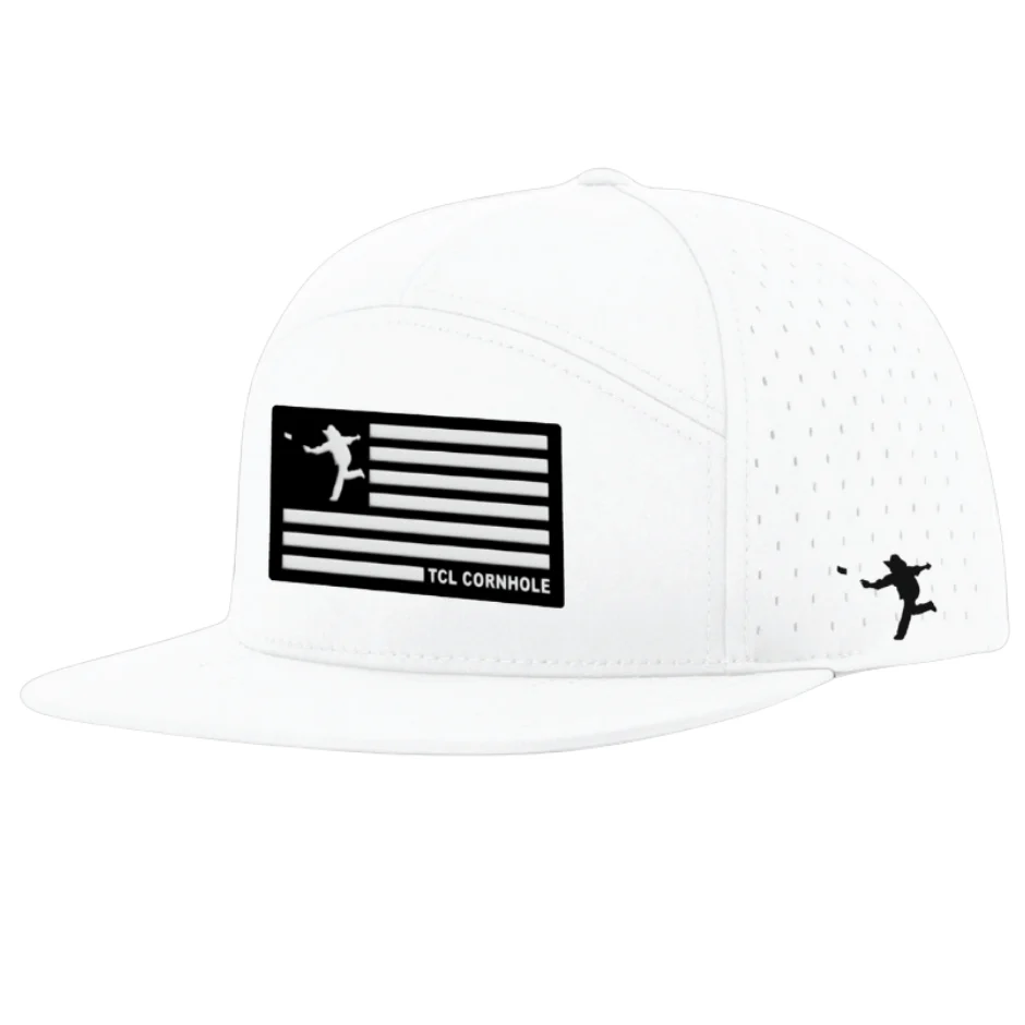 22 - USA Flag TCL Cornhole Patch Hat - Richardson Cannon Hat 169 No Rope