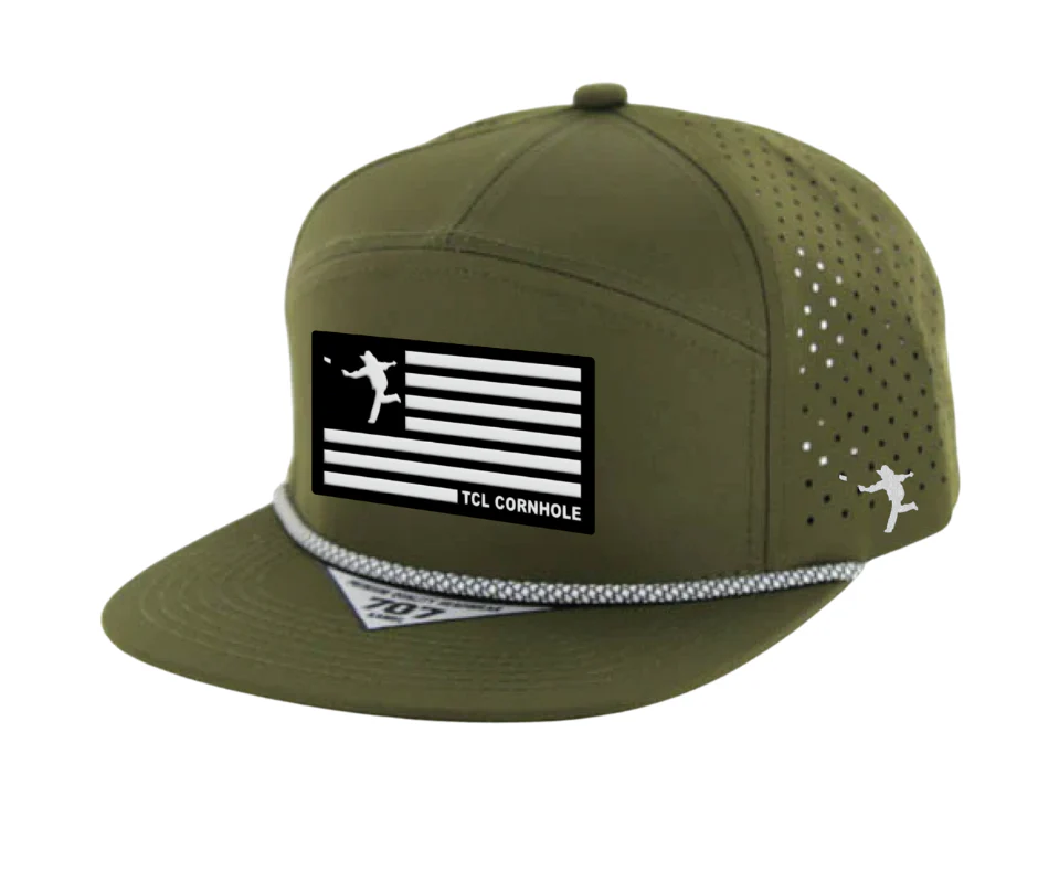 23 - USA TCL Cornhole Olive Patch Hat - Kamel 7 Panel 707